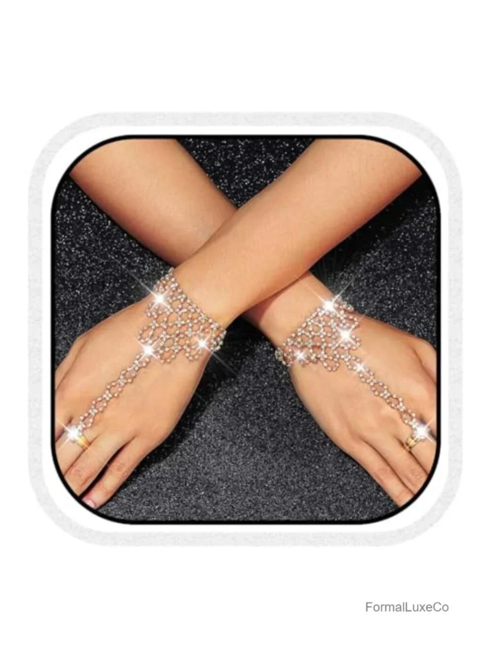 Rhinestone Fingerless Gloves Sparkly Crystal Wedding Hand Chain Bridal Glove